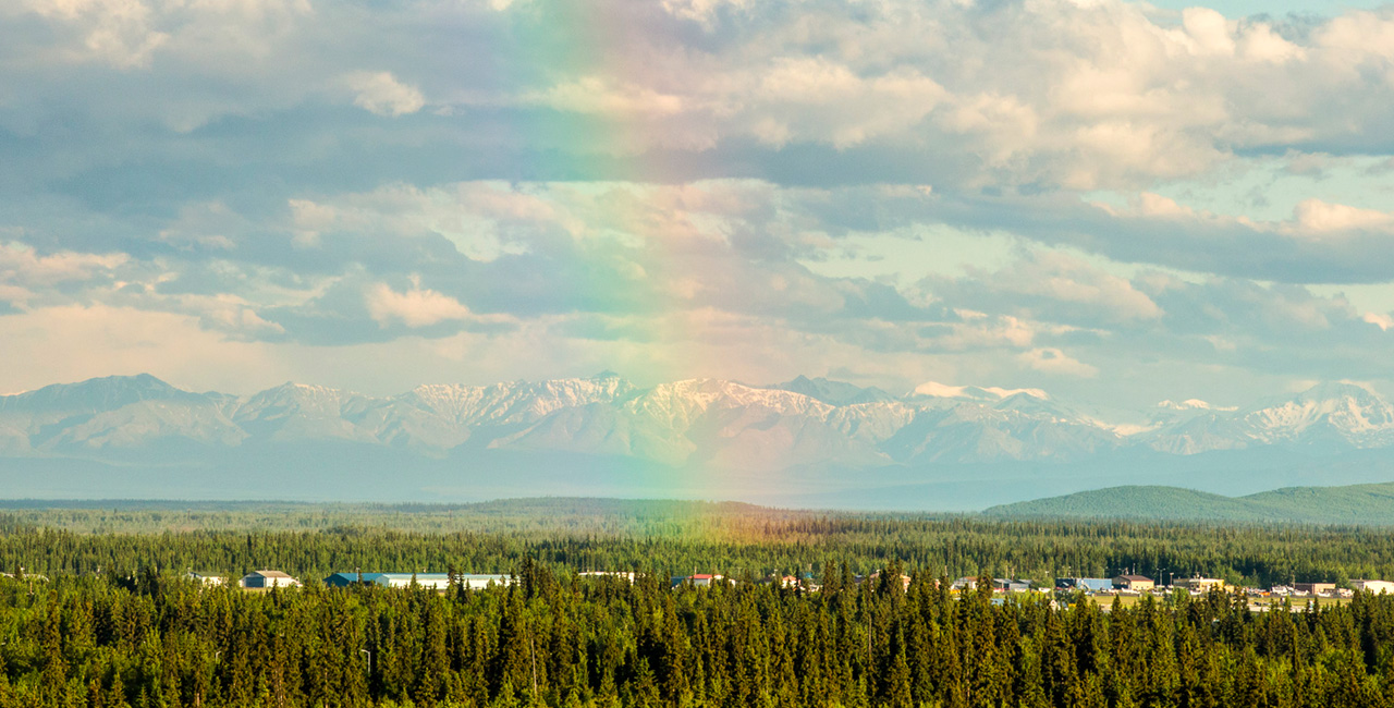 A rainbow seen looking south from Fairbanks, AK