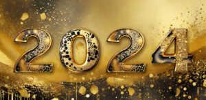 The number 2024 with distressed gold textures and a gold background.