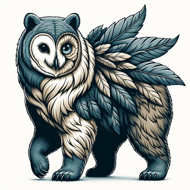 An owl bear as rendered by DALL-E