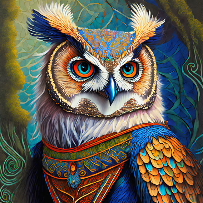 An image that looks like a more refined owl, and still not like an owl bear, generated by Adobe Firefly.