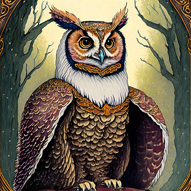 An image that looks like a more refined owl, and still not like an owl bear, generated by Adobe Firefly.