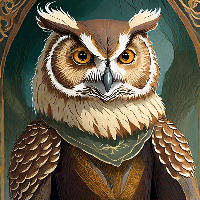 An image that looks like a more refined owl, and still not like an owl bear, generated by Adobe Firefly.