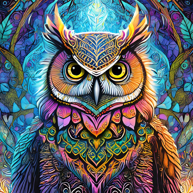 A variation of an image that looks more like an owl than an owl bear, generated by Adobe Firefly