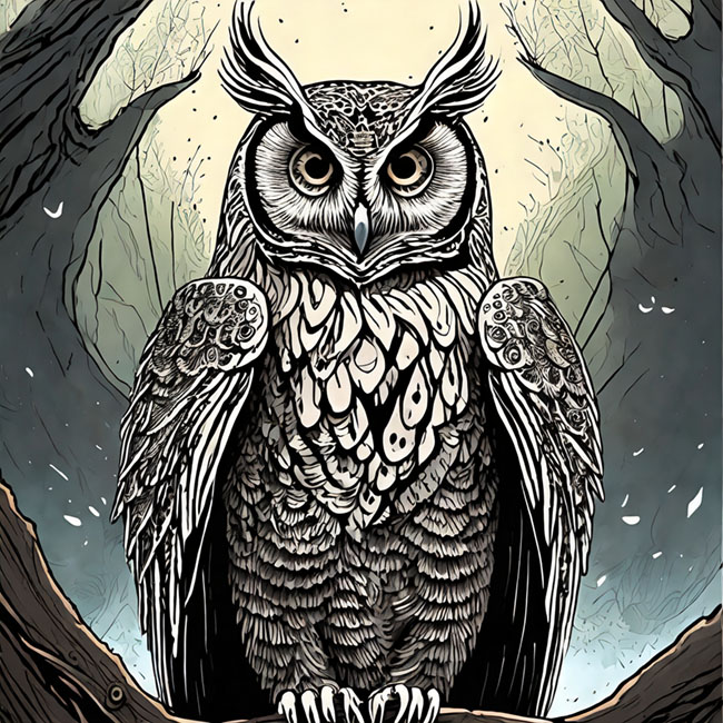 A variation of an image that looks more like an owl than an owl bear, generated by Adobe Firefly