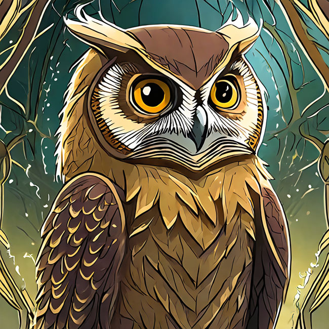 A variation of an image that looks more like an owl than an owl bear, generated by Adobe Firefly