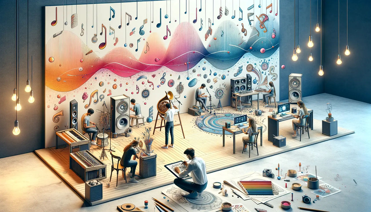 Imagine a harmonious blend between the simplified scene of connected soundmaking and artistic creativity within a makerspace