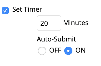 A screenshot of setting a timer for a quiz in Blackboard