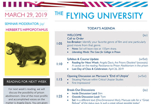 A screenshot of the Flying University agenda