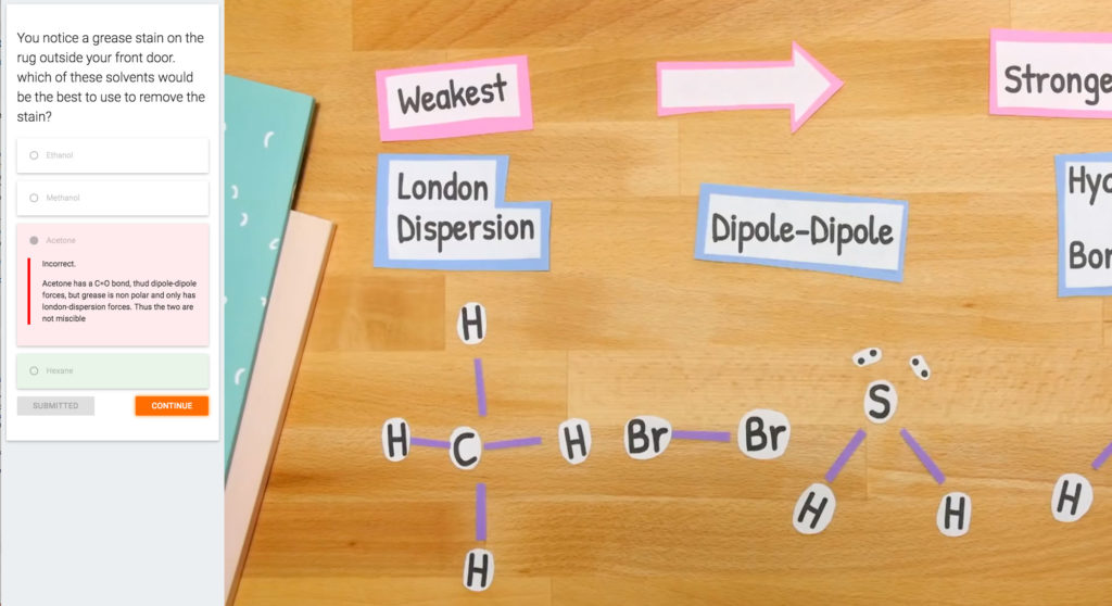 Explanation of why an answer is incorrect within an interactive video.