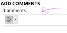 The option to add comments in Blackboard LMS