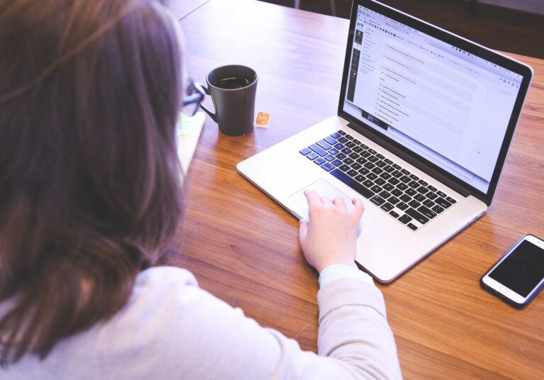 A student working on a well organized online course in Canvas.